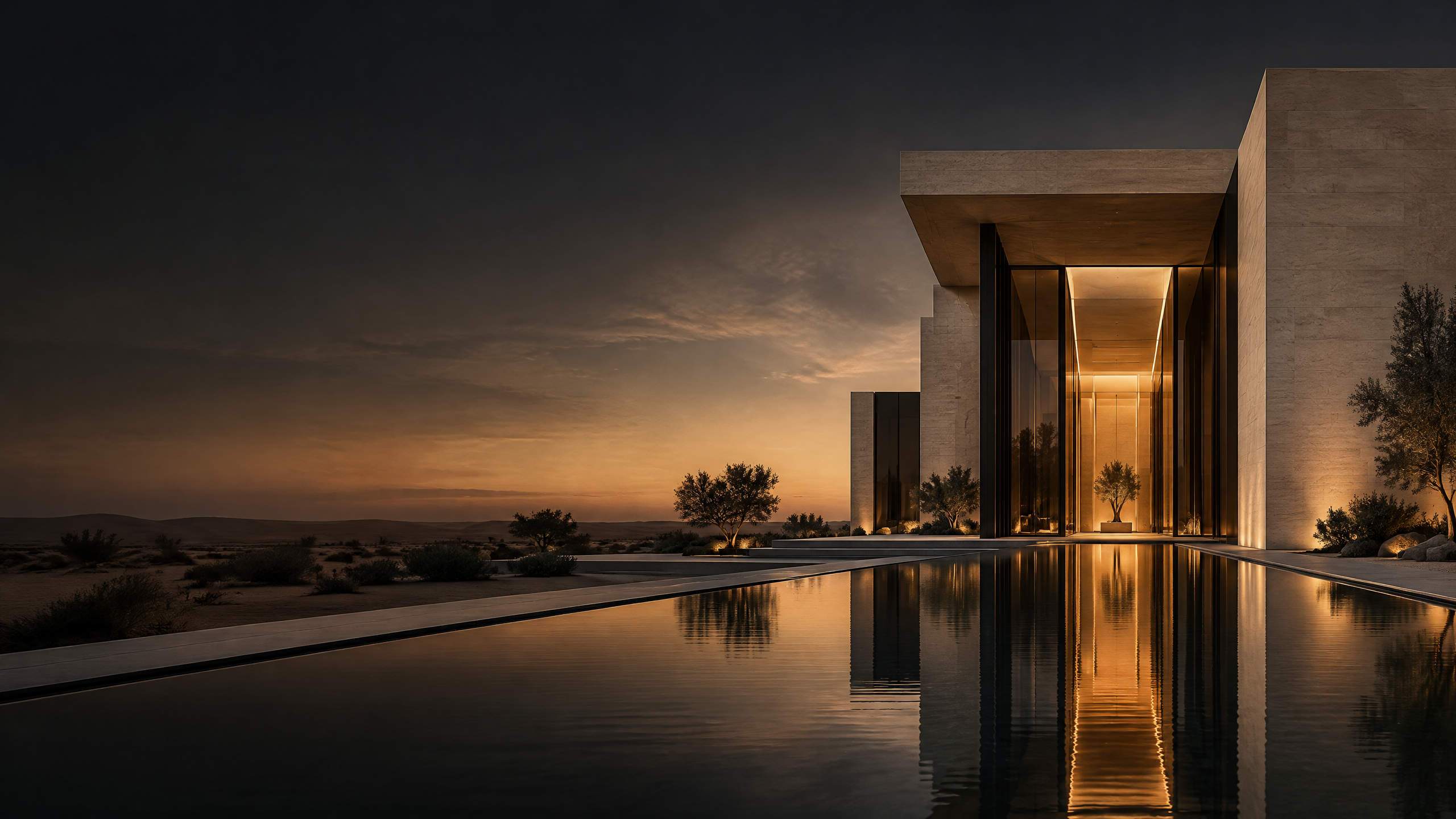 Contemporary architecture opening onto a broad horizon